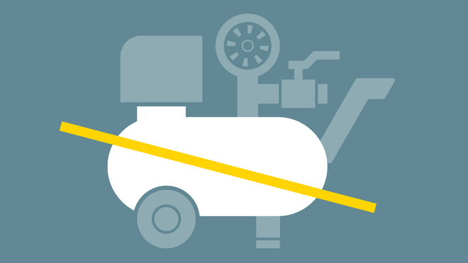 Az i.Comp 3 használatakor nincs szükség sűrítettlevegő-tartályra.